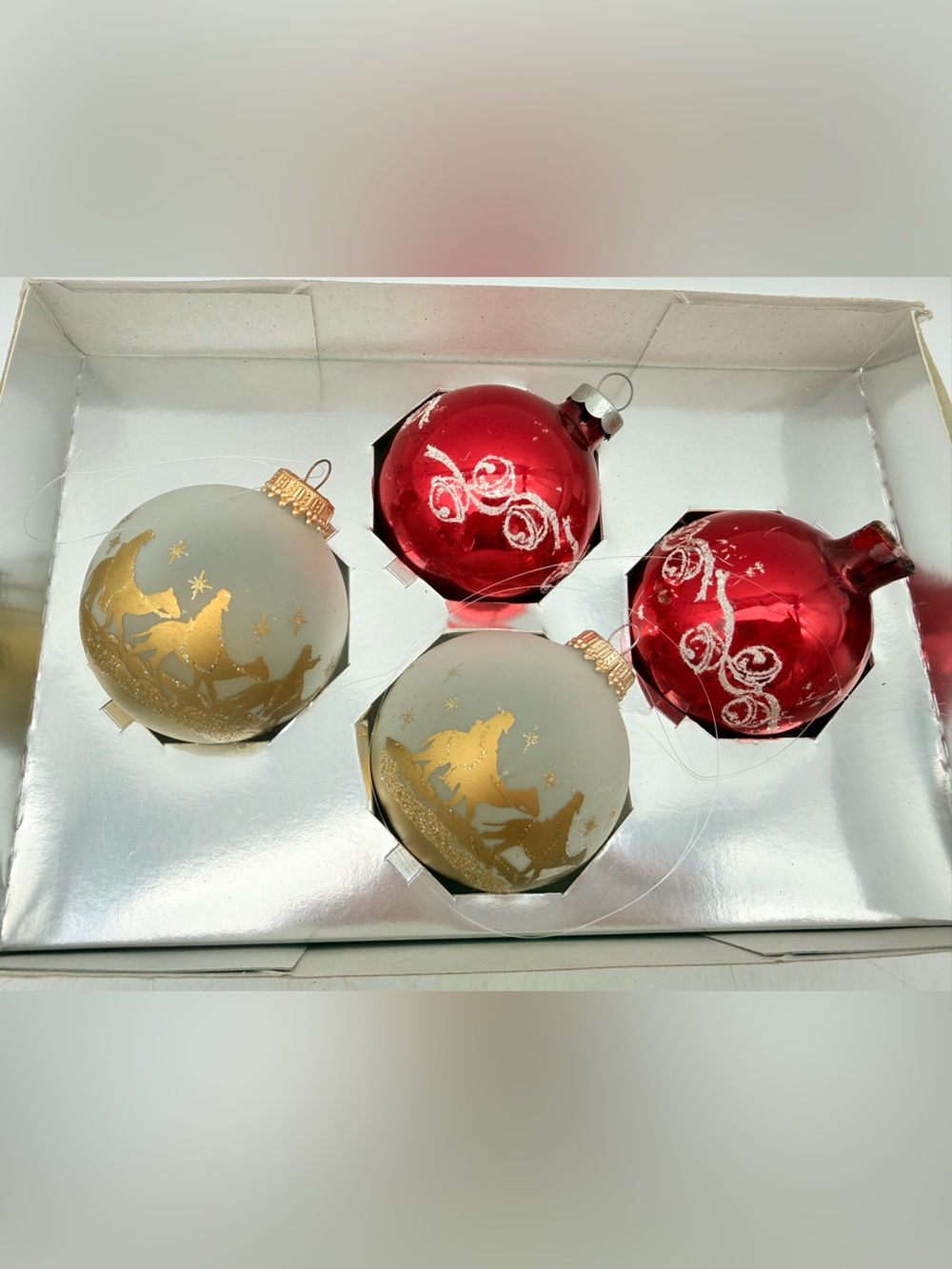 Holiday Glass Ornament Set - Gold & Red